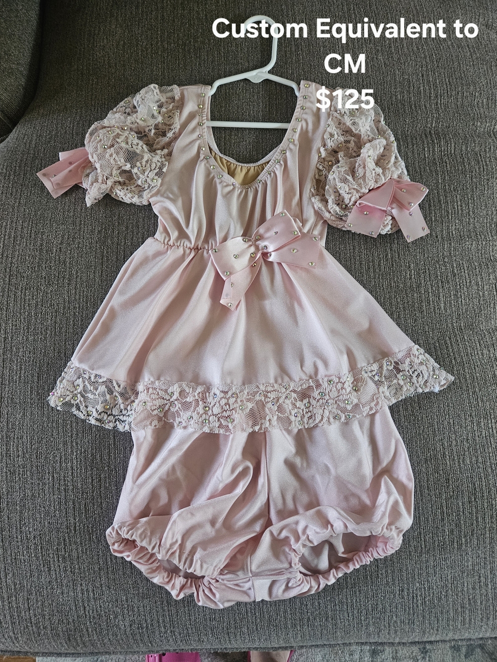 Girls Pink Lace Bow Costume Dress Set
